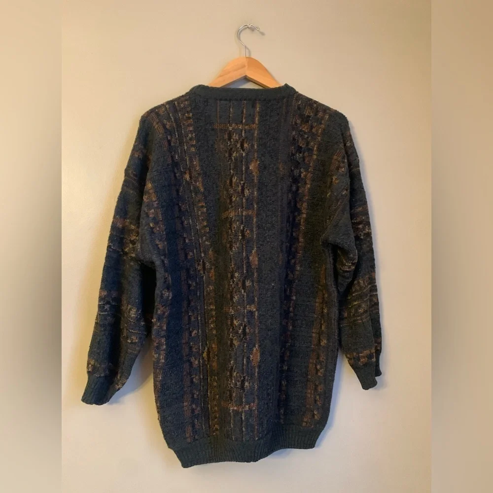 Vtg Cortina Sweater Multicolor Made Italy Cosby wool Blend Textured Grandpa XL